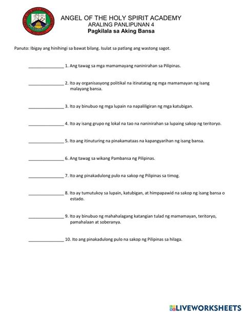 soberanya drawing|Pagkilala sa Bansa: Lesson/Worksheets in Araling .